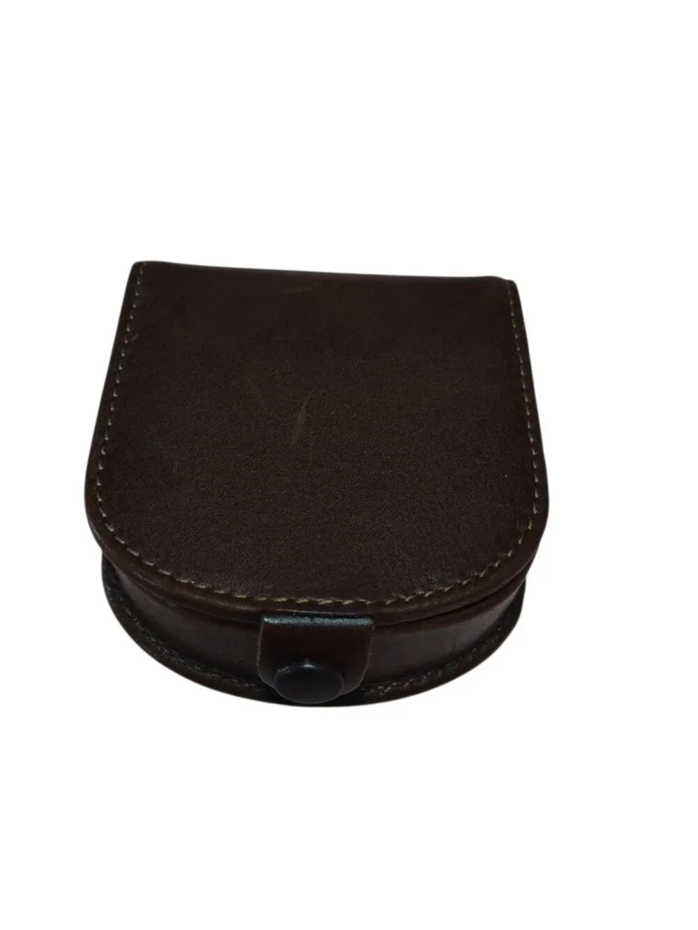 VIsconti Men's Classic Leather Tabbed Horseshoe Coin Tray Brown Logo Folding